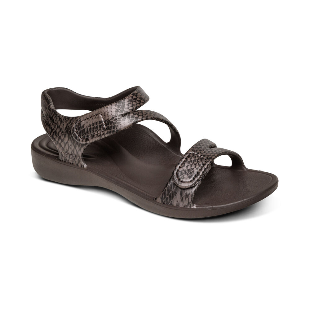 Aetrex Women's Jillian Sport Water-Friendly Sandals - Brown | USA ADJ9ERN